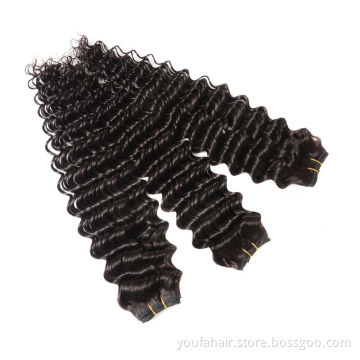 Natural Color 100% Virgin Brazilian Hair Human Hair Bundles Afro Puff Kinky Curly Mongolian Remy Deep Wave Hair WEAVING